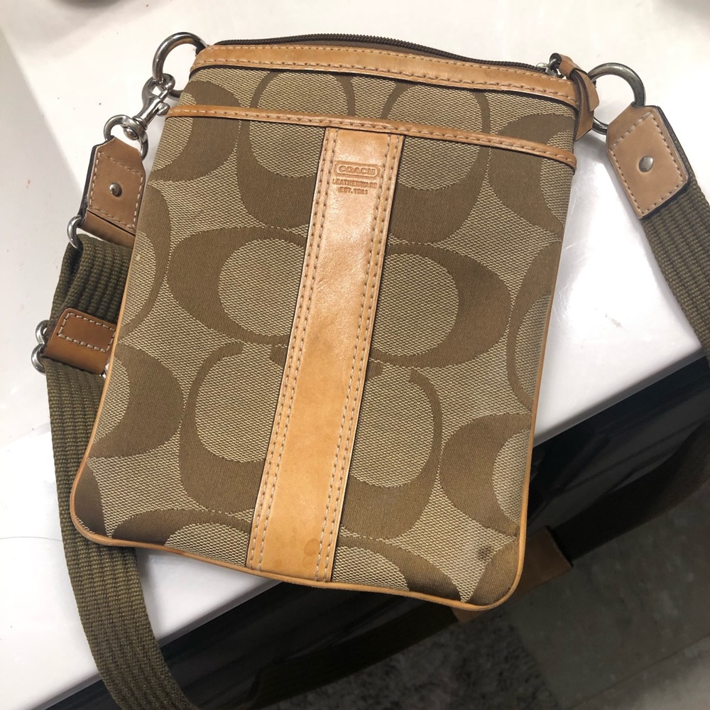 Beige Authentic Coach Crossbody Bag
